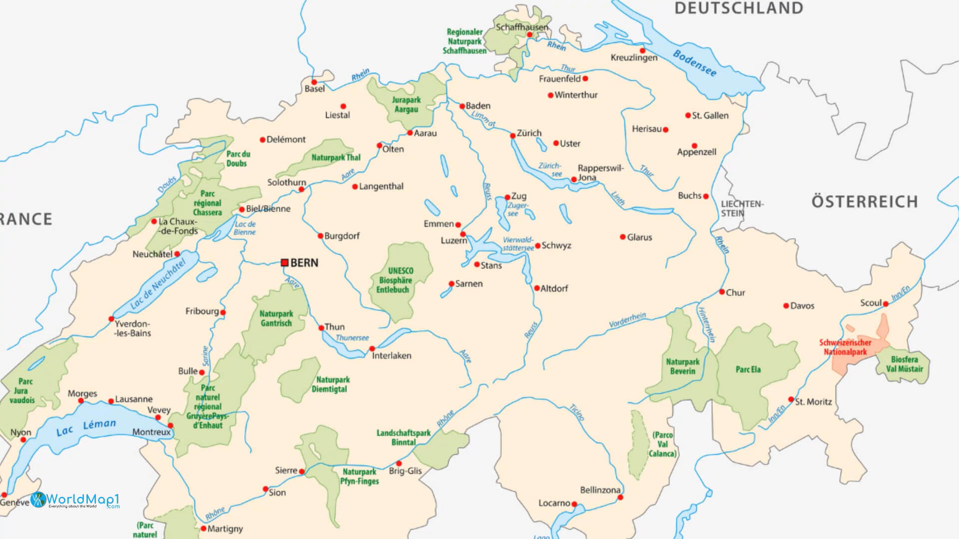 Switzerland National Parks Map